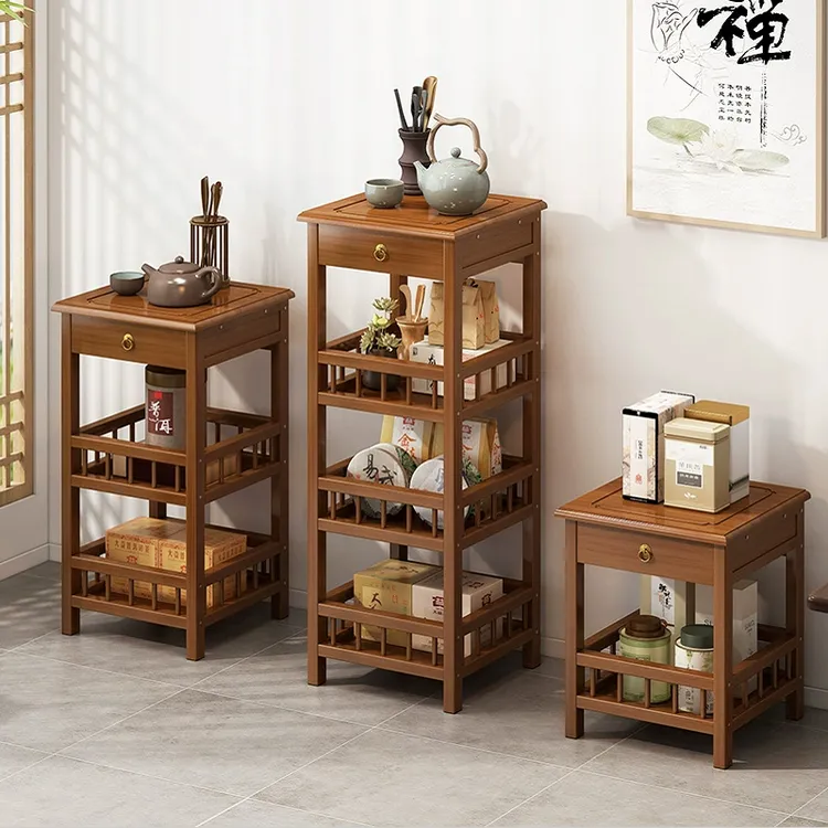 茶叶柜置物架边几茶具架多层茶室茶杯茶叶收纳架子展示柜小博古架