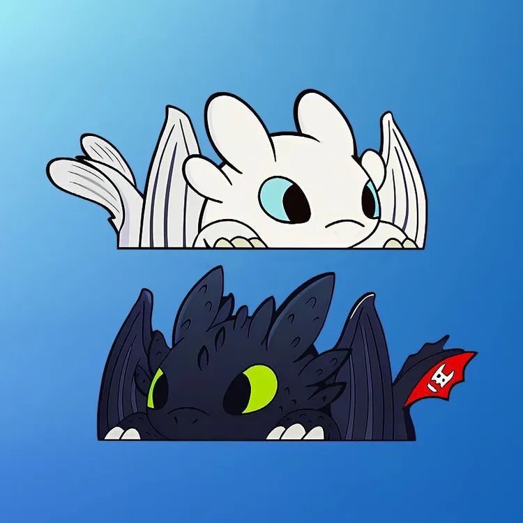 夜煞龙维京勇士汽车贴纸黑白龙驯个性车身玻璃电动摩托划痕遮挡贴