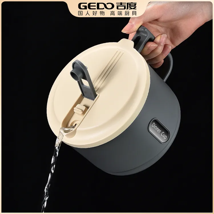 吉度泡面碗带盖304不锈钢可滤水宿舍学生泡面神器个人专用拌面碗