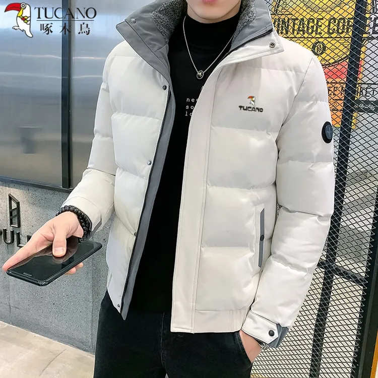 啄木鸟男士棉衣冬季新款休闲时尚加厚保暖棉服立领宽松百搭外套