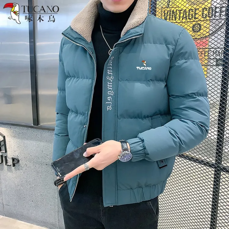 啄木鸟男士棉衣冬季新款休闲时尚加厚保暖棉服宽松百搭立领外套 