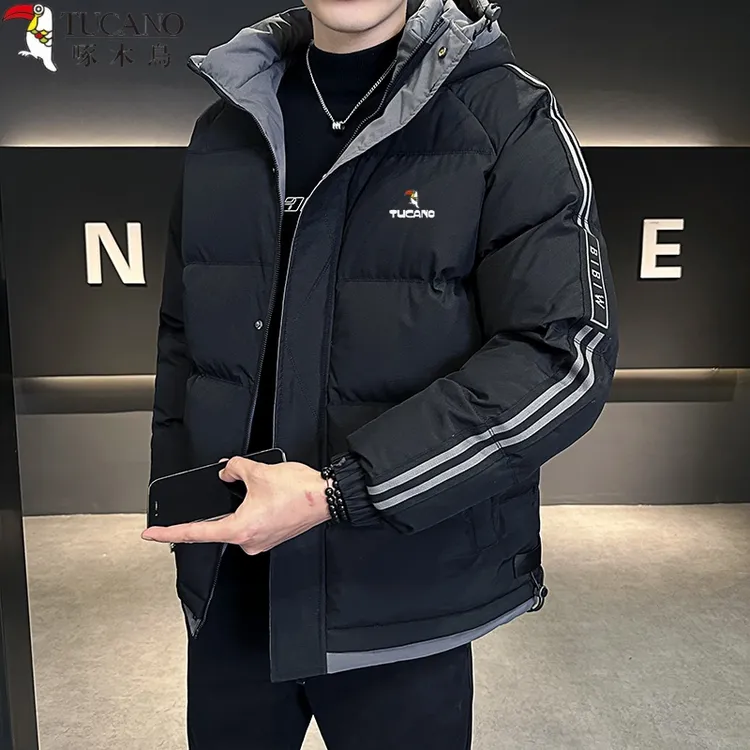 啄木鸟男士棉衣秋冬季新款防风保暖加厚棉服休闲时尚百搭连帽外套