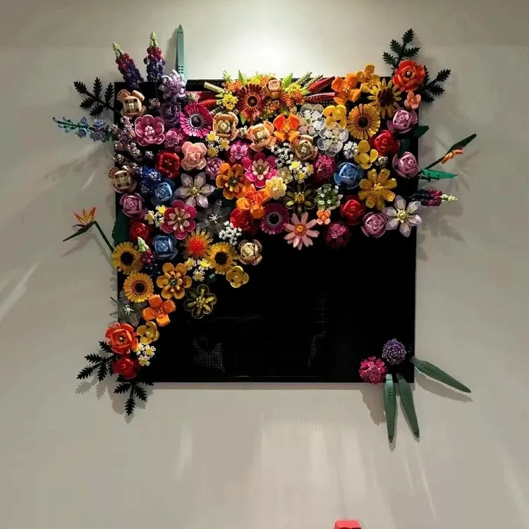 国产积木花墙2025新款花束系列拼装客厅背景墙积木挂画情人节礼物