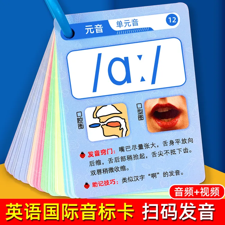 48个英语国际音标卡片和自然拼读小学生学习入门教材发音有声挂图