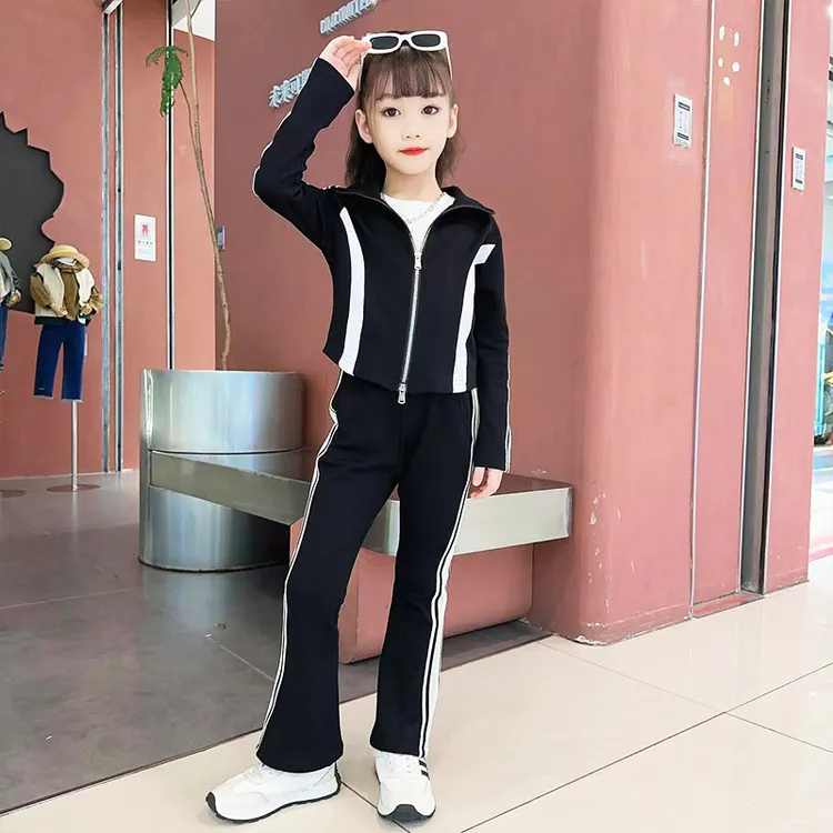 110-170 秋款装女童新款2025洋气中大童休闲女孩时尚运动春款套装