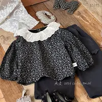 娃娃领韩系碎花图案2024新款洋气上衣24956