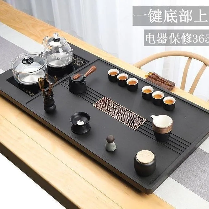 合成乌金石办公室全自动上水茶台烧水壶一体电炉茶海茶具套装家用