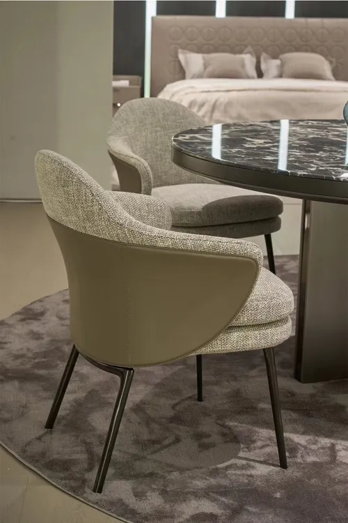 意式极简安吉餐椅现代简约家用布艺椅子酒店别墅高档设计师洽谈椅