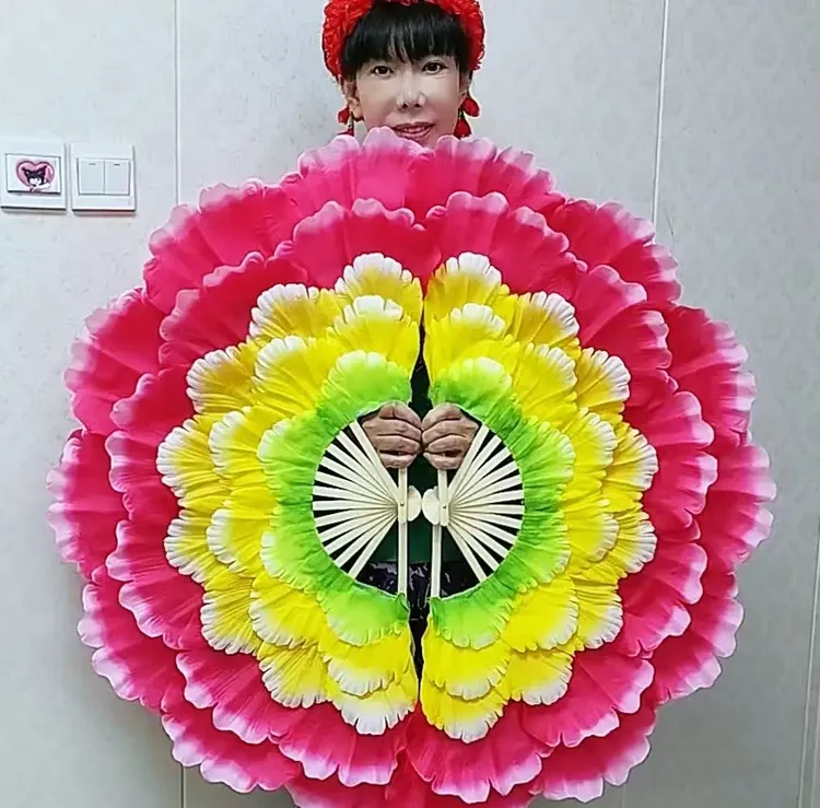 包邮爆款牡丹花扇大花瓣扇子新款舞蹈扇新型舞蹈扇舞蹈团体操道具