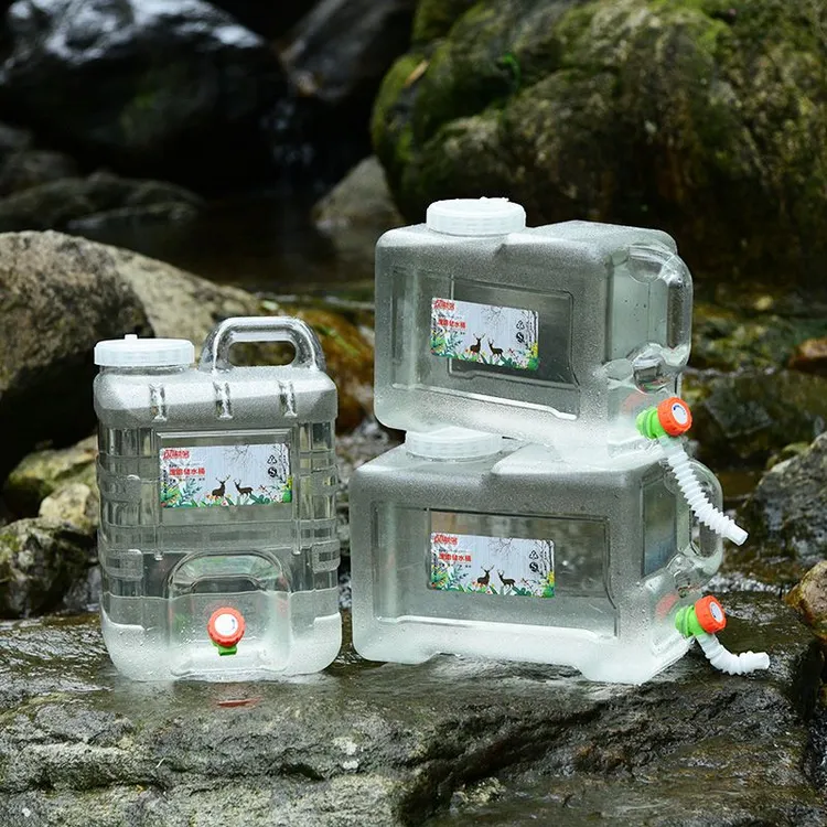 户外食品级蓄水桶厨房家用塑料储水桶车载带龙头桶装水桶加厚透明