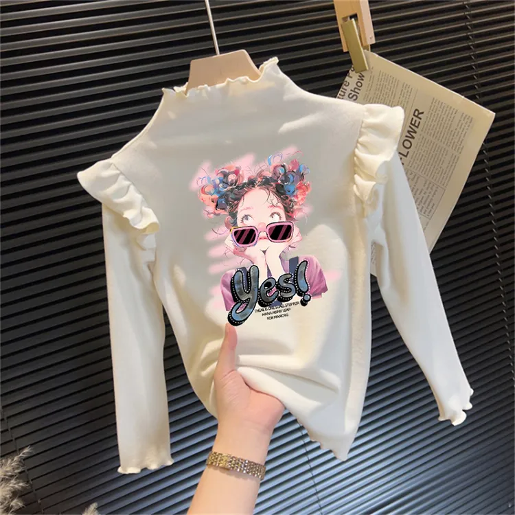 儿童高领长袖T恤女童打底衫春秋2025新款洋气中大童女孩内搭上衣