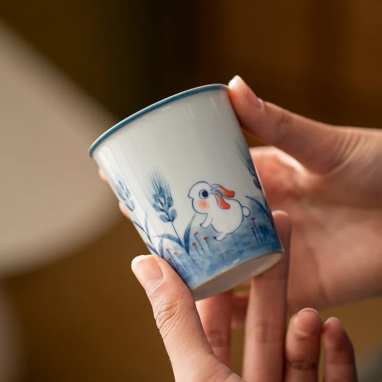 釉下彩手绘主人杯大号喝茶杯子功夫茶具家用品茗杯大容量可乐杯