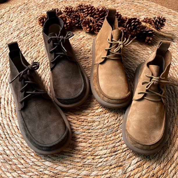 新款男士单层牛皮马丁靴复古系带休闲英伦风软皮软底866-1