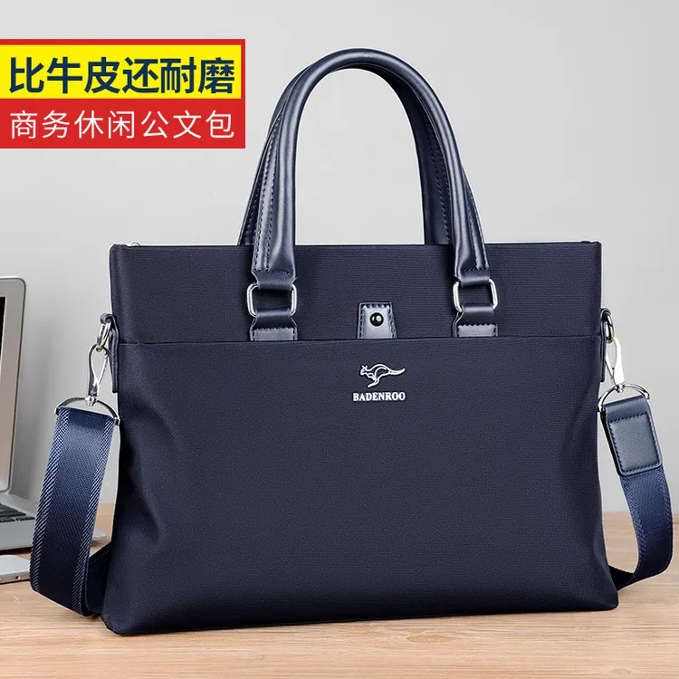 新款牛津布男士手提包多功能文件包商务公文包休闲办公单肩斜挎包