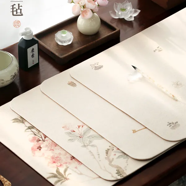 问心堂【书画毛毡45*70cm】雅趣系列 羊绒皮革双面可用书桌垫书法