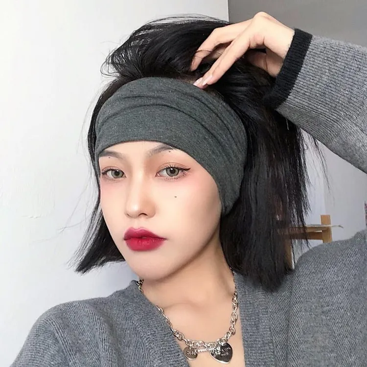 防滑运动高弹力宽边发带月子头套吸汗个性头巾女秋冬日常外带头饰