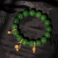 【泓贝珠宝-L437】18k金配饰和田玉碧玉老料圆珠设计款手串