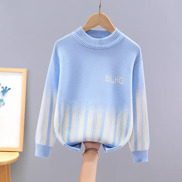 男童毛衣2024新款秋冬儿童百搭针织衫中大童纯棉内搭男孩加厚线衣