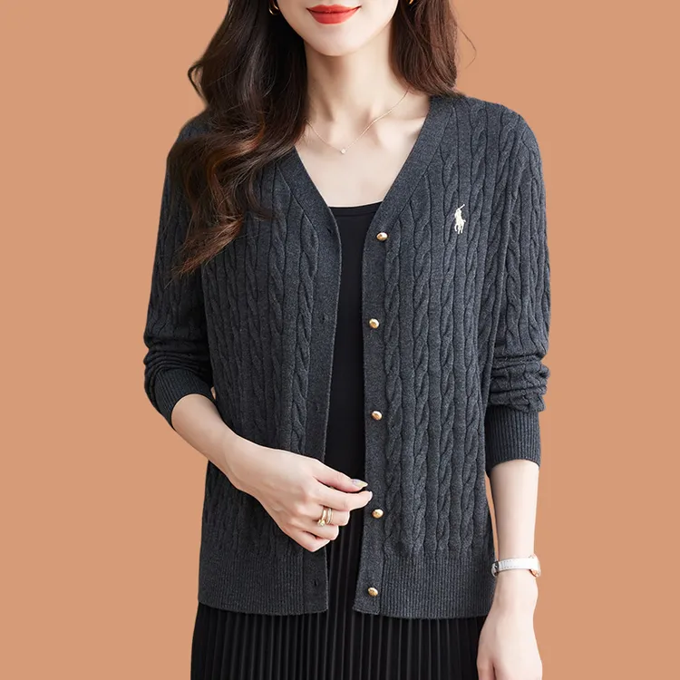 【绞花】针织开衫女秋装2024新款v领外搭披肩上衣配裙子毛衣外套