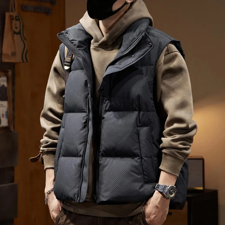 高级感蓬松白鸭绒羽绒马甲男士宽松大码冬季新款百搭保暖工装外套