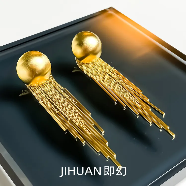 铜合金耳饰 欧风金色流苏耳环小众时尚百搭简约耳钉WD-7936