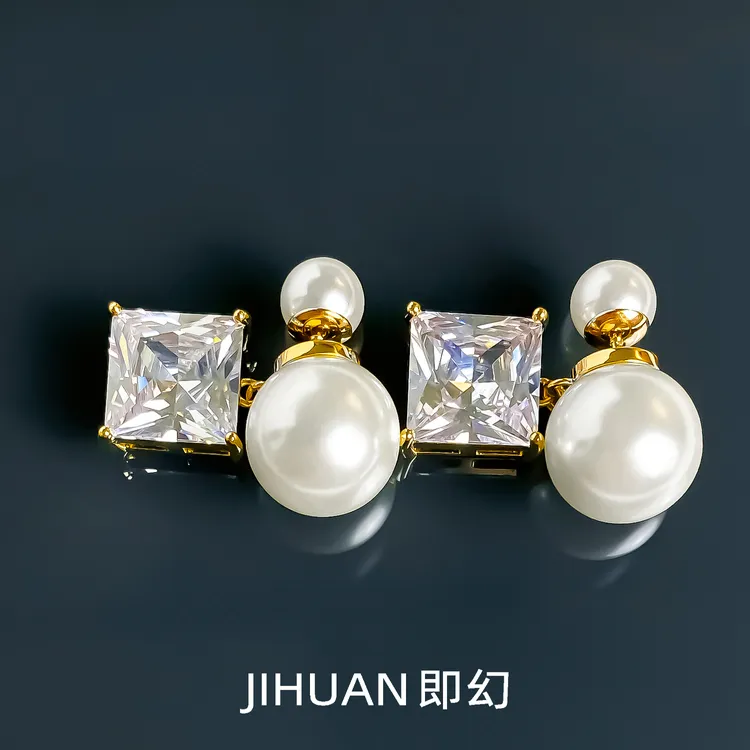 铜合金耳饰 法式女人味轻奢时尚气质精致优雅白珠百搭S-8054