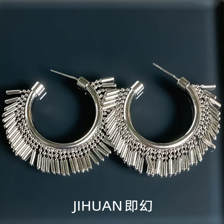 铜合金耳饰 瓦肯迪热舞 欧美银色热辣气质轻奢耳环 DM-7545