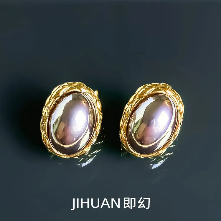 铜合金耳饰 ♦紫嫣高端独特手工轻奢耳钉炫彩气质时尚耳环LZ-7615