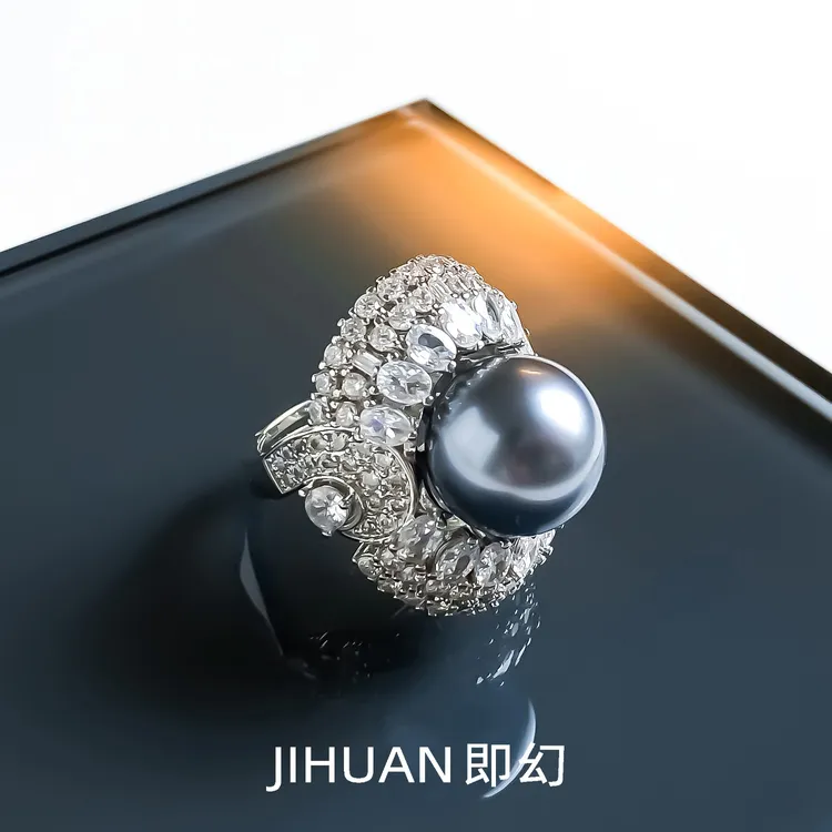 即幻 铜合金戒指 温莎公主D时尚轻奢优雅大颗可调节女王戒指 7323