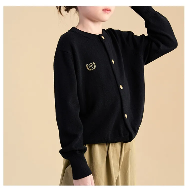 2025春秋新款儿童洋气学院风百搭时尚圆领开衫儿童针织外套毛衣