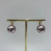 铜合金亚克力耳饰  4875 简约百搭淡紫色珠珠耳扣耳饰