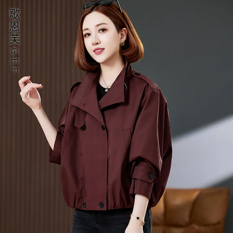 安可拉红外套女春秋款2025年新款小个子洋气妈妈休闲短款早春风衣