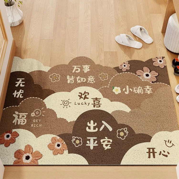 新中式进门丝圈地垫入户门除尘防滑耐脏耐磨玄关网红地垫可裁剪
