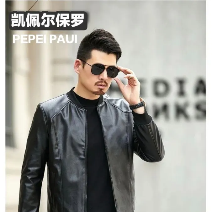 A1凯佩尔保罗秋冬男士夹克皮衣潮款休闲百搭机车服薄款立潮棒球领