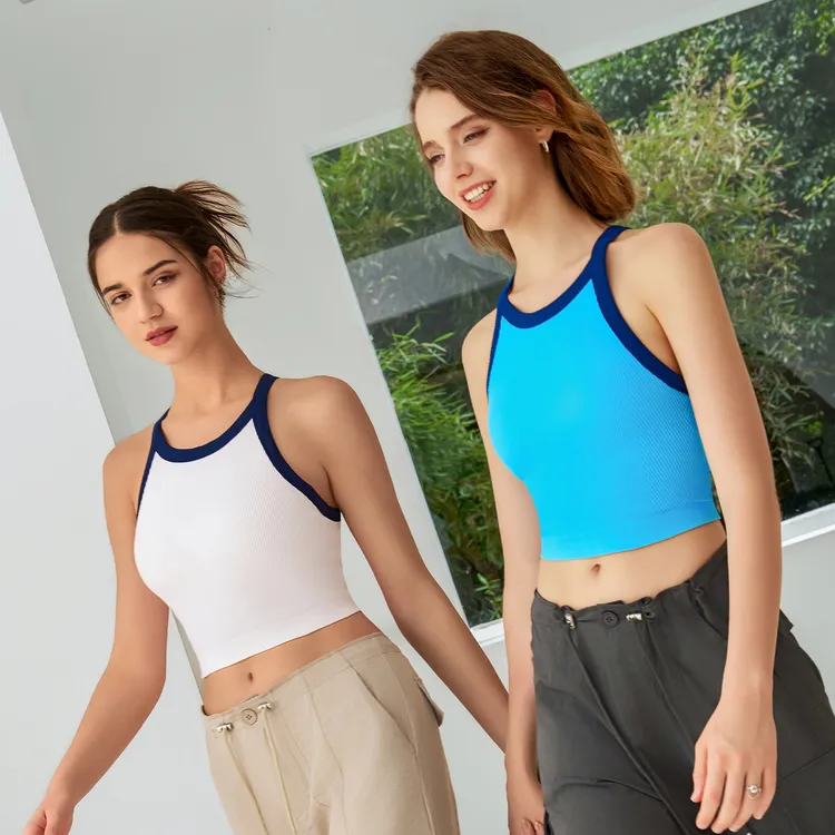 工字固定杯运动内衣拼色防震女聚拢专业训练瑜伽普拉提健身文胸