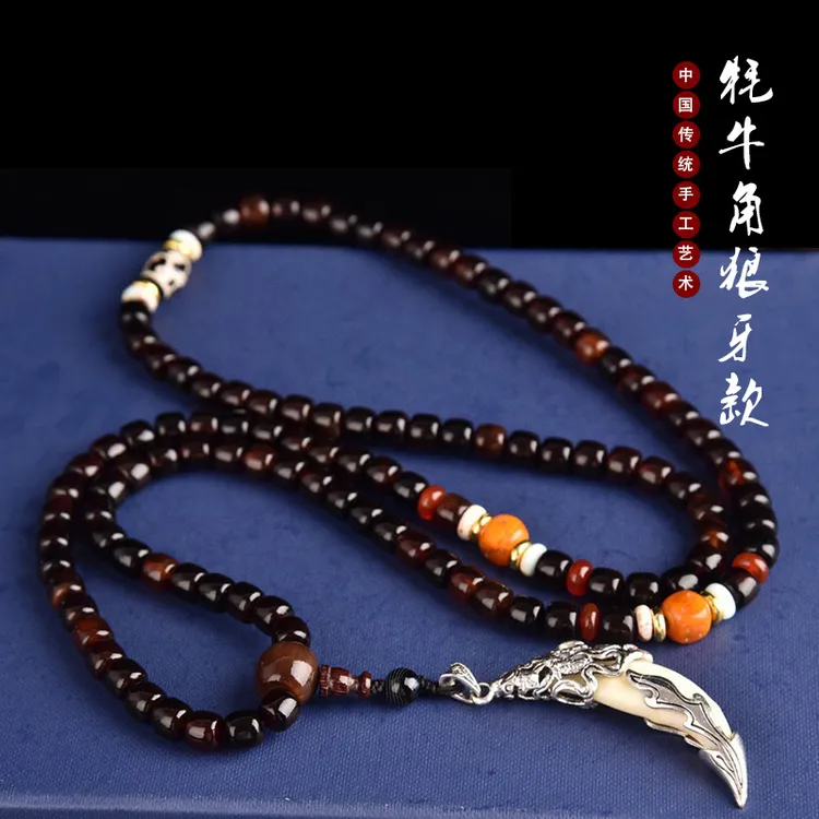 正宗西藏手工牦牛角手串脖挂，颗颗精选狼牙款，把玩收藏送礼佳品