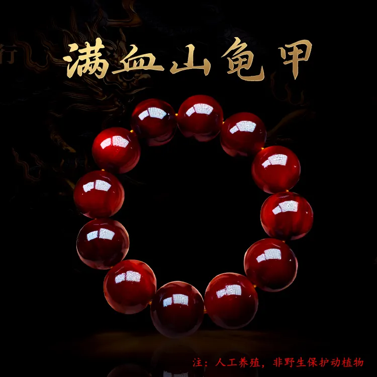 手链 天然满血山龟甲男女养生血甲圆珠文玩手串，高油高密易包浆商品图