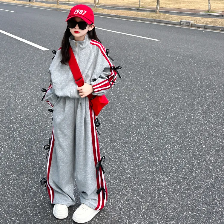 女童套装2025新款秋装儿童洋气时髦运动服中大童装春秋款两件套潮