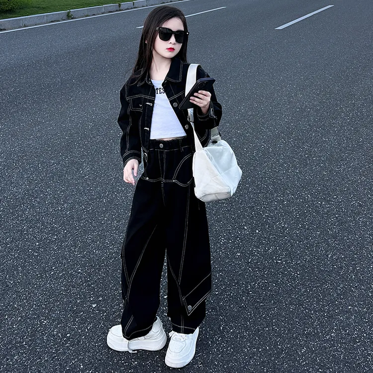 女童春秋运动休闲套装2024秋季新款女孩外套长裤子洋气时髦两件套