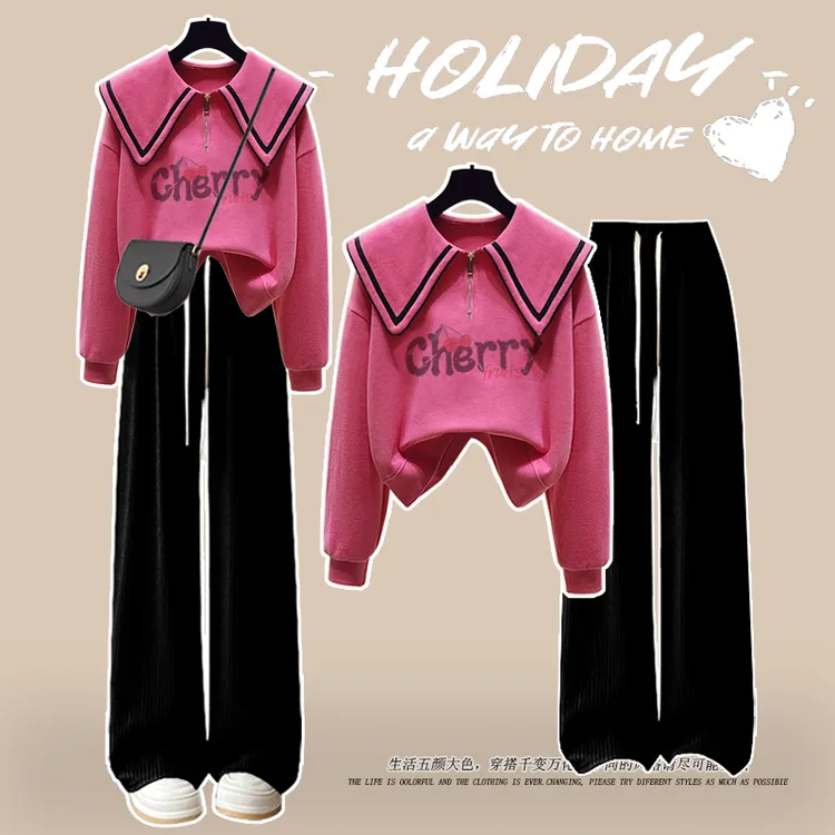 学院风女童套装秋装新款洋气12-15岁初中生韩版中大童卫衣两件套