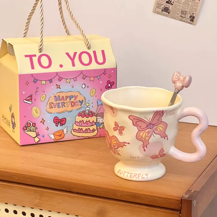 少女心生日礼物高颜值蝴蝶水杯送男女朋友姐妹有意义实用礼品可爱