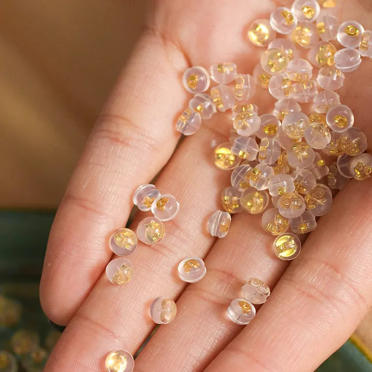 合金硅胶耳饰 硅胶耳堵耳扣防滑金色耳钉扣配件后塞耳塞子DIY耳饰