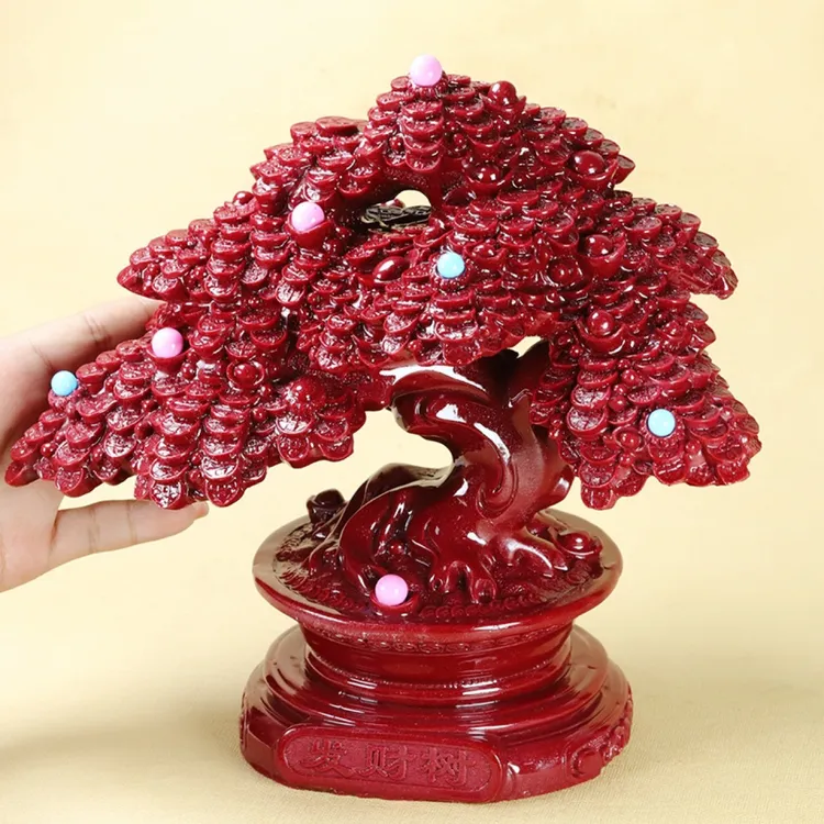 朱砂大摇钱树发财树摆件紫金砂家用居家摆件饰品玄关摆设工艺品