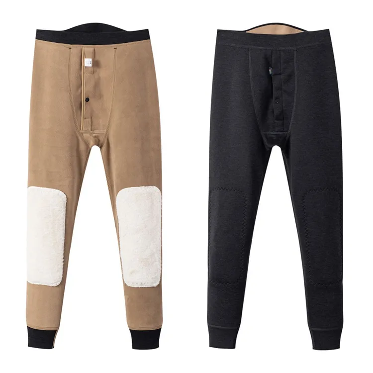 男士超柔绒抗起球冬季加绒高弹保暖裤三护贴片中厚高腰秋冬打底裤