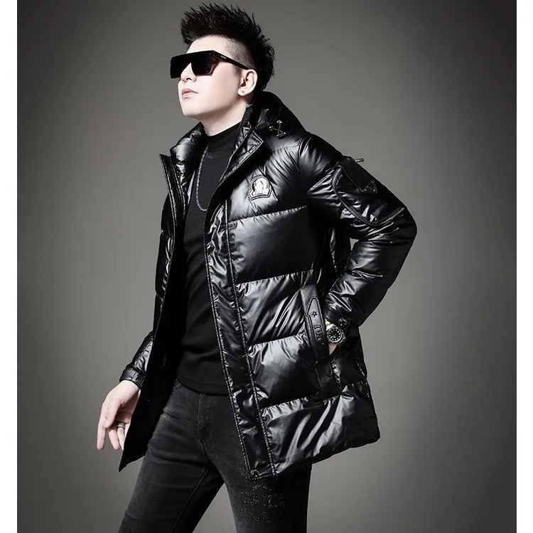 中长款外套保暖大码冬装修身秋冬加厚冬季韩版男士连帽休闲手工