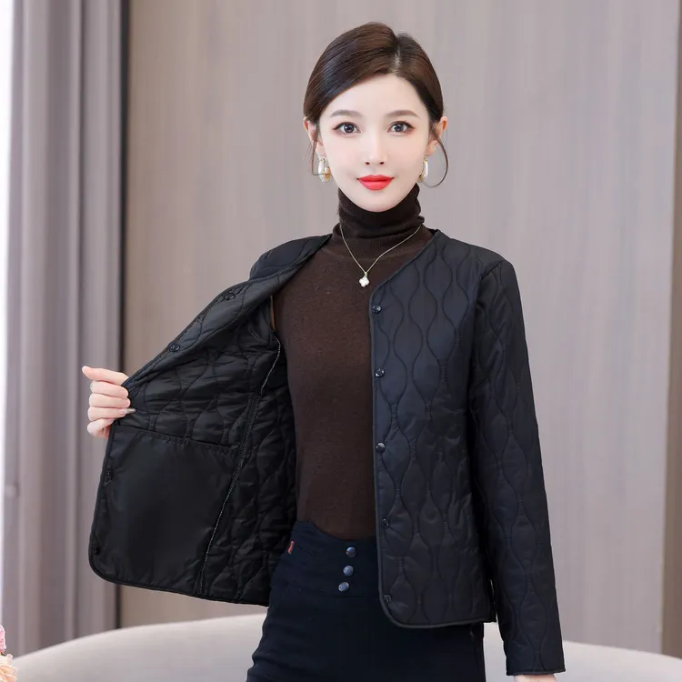 2024秋冬内胆新款服短款轻薄无领棉衣宽松棉袄女外套修身