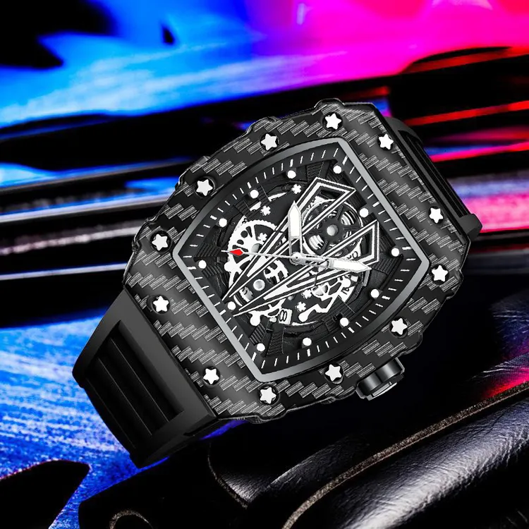 瑞士CRISTINO ROLLISTER黑武士系列潮流男士腕表碳纤维个性腕表QY