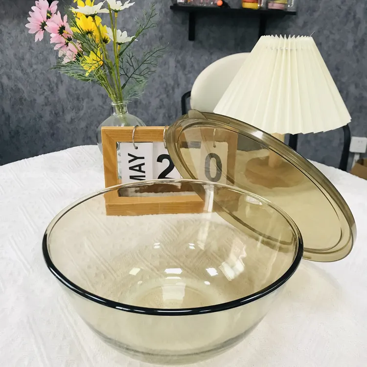 2700ml茶色面盆送盖家用水果盆大号沙拉碗