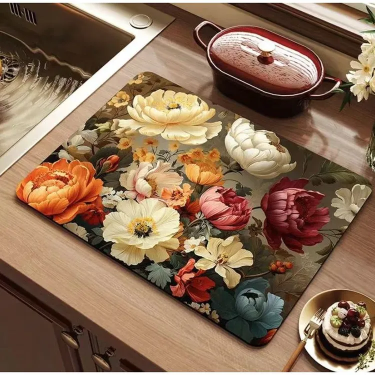繁花家用桌垫吸水防滑厨房沥水垫餐垫茶垫隔热垫子
