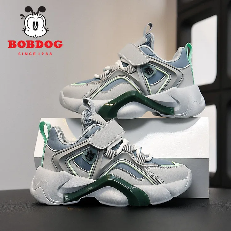 Bobdog/巴布豆男童运动鞋儿童2025秋新款皮面防滑轻便耐磨跑步鞋